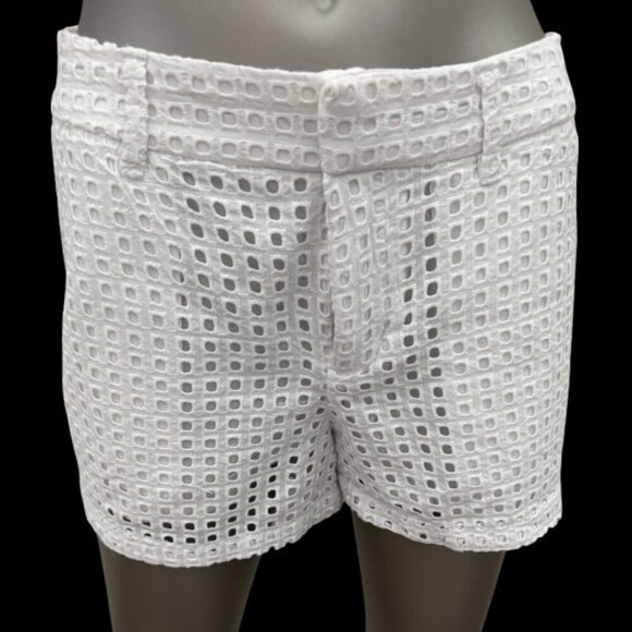KHAKIS BY GAP Cotton Eyelet Shorts 3"  White Lined Pockets Coastal Size 4 - Picture 1 of 4